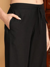 Women Black Silk Blend Embroidered Anarkali Kurta Palazzo Set With Dupatta